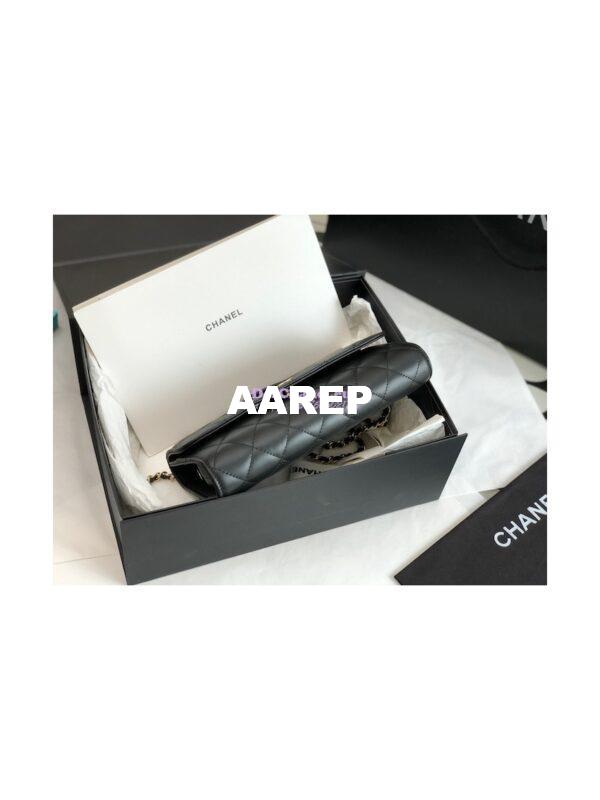 Replica Chanel Flap Phone Holder With Chain In Shiny Calfskin AP2875 Black 4