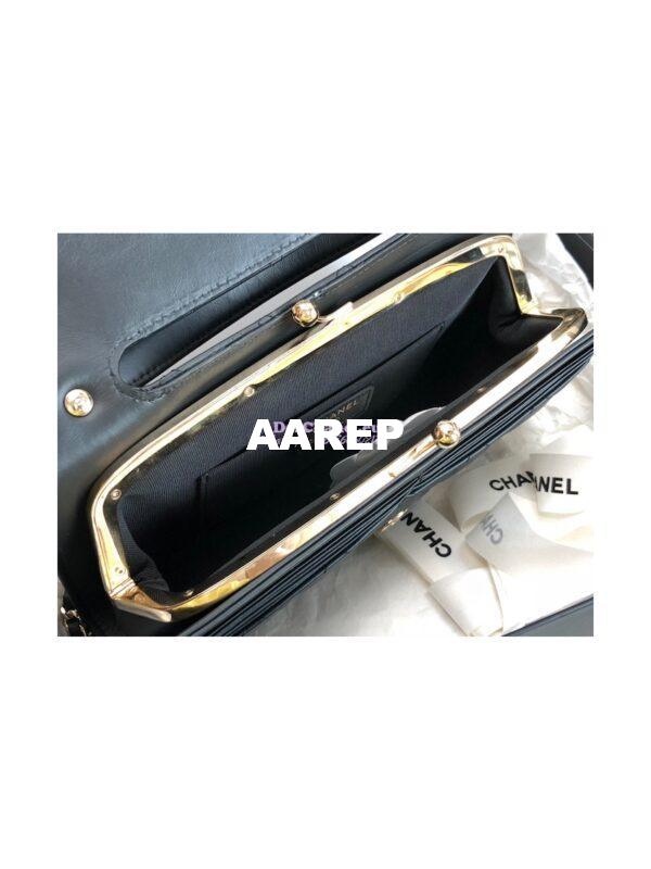 Replica Chanel Flap Phone Holder With Chain In Shiny Calfskin AP2875 Black 7
