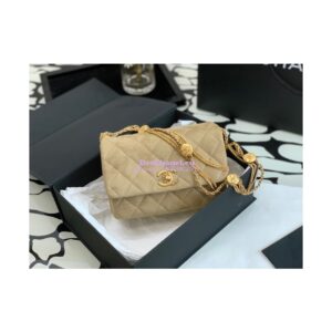 Replica Chanel Mini Flap Bag in Suede Goatskin AS3378 Beige
