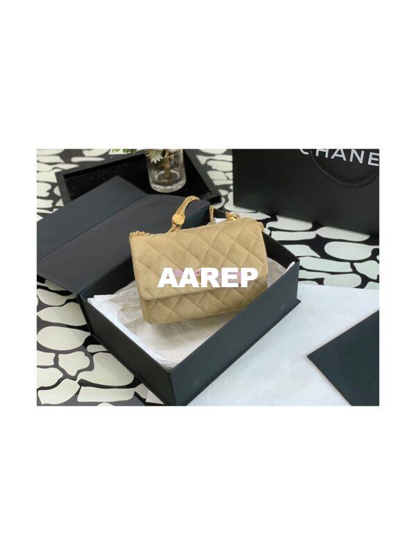 Replica Chanel Mini Flap Bag in Suede Goatskin AS3378 Beige 4