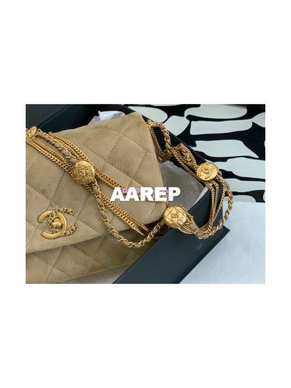 Replica Chanel Mini Flap Bag in Suede Goatskin AS3378 Beige 5