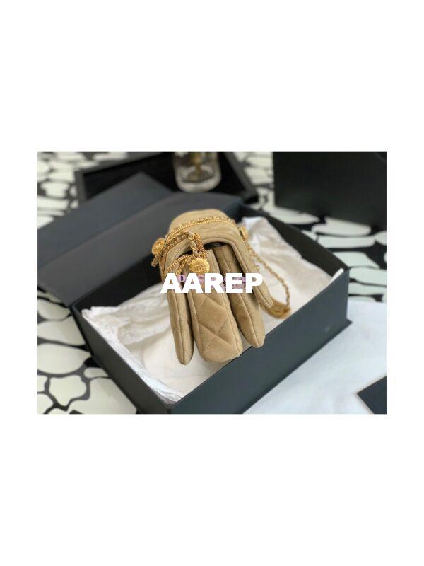 Replica Chanel Mini Flap Bag in Suede Goatskin AS3378 Beige 7