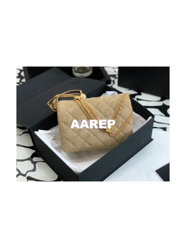 Replica Chanel Mini Flap Bag in Suede Goatskin AS3378 Beige 9
