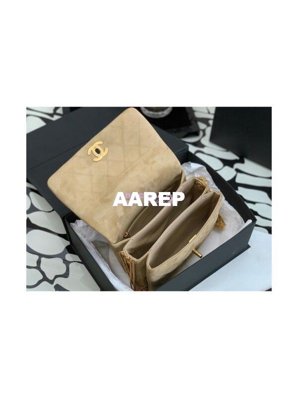 Replica Chanel Mini Flap Bag in Suede Goatskin AS3378 Beige 10