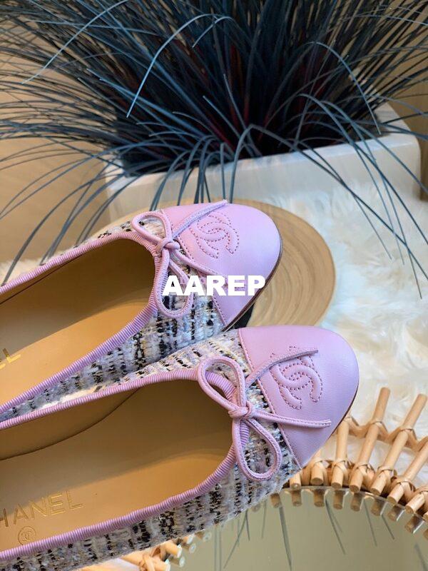Replica Chanel Tweed w Lambskin Cap Toe Ballerinas G02819 Purple 5