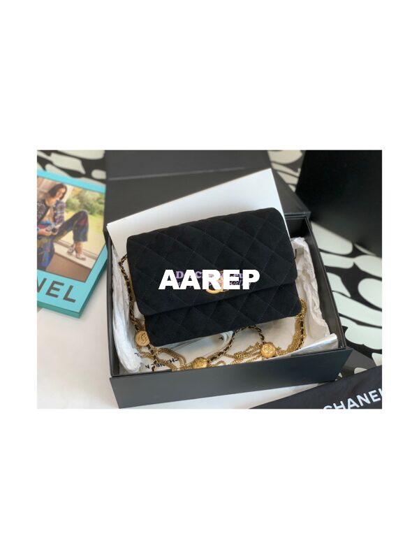 Replica Chanel Mini Flap Bag in Suede Goatskin AS3378 Black 3