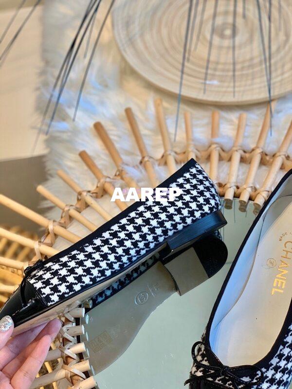 Replica Chanel Tweed w Patent Calkskin Cap Toe Ballerinas G02819 Houndstooth 6