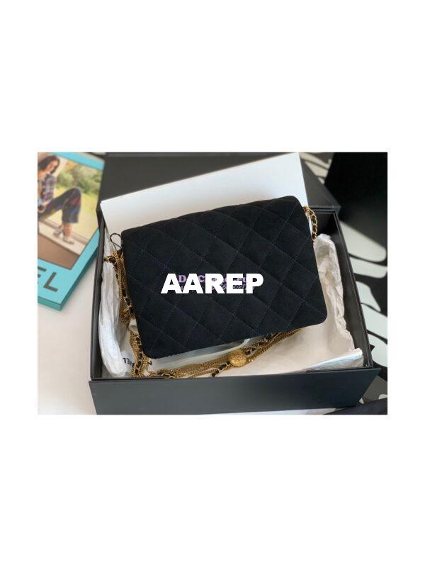 Replica Chanel Mini Flap Bag in Suede Goatskin AS3378 Black 10