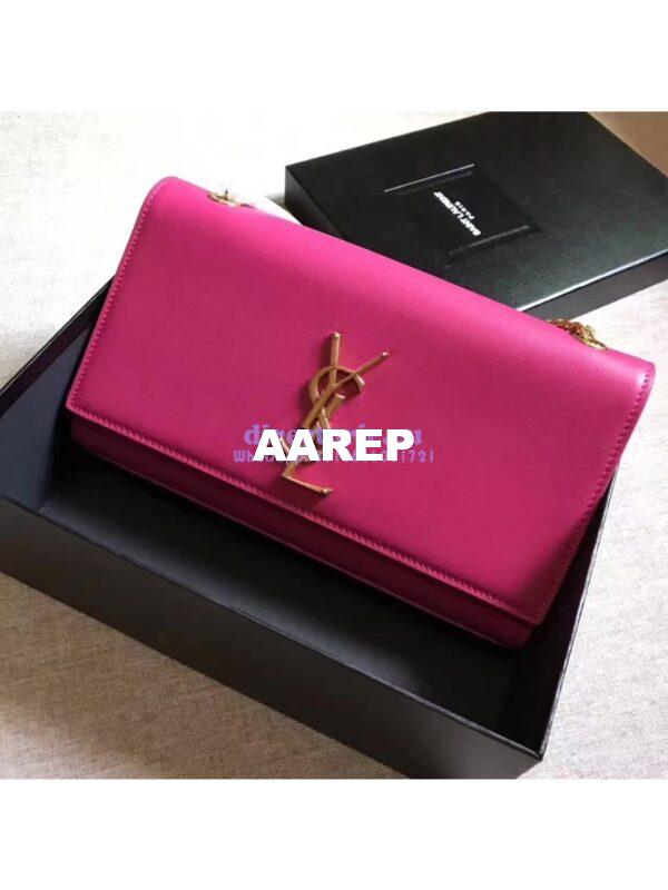 Replica YSL Classic Medium Monogram Saint Laurent Satchel In Rosy Smooth Calfskin Leather 4