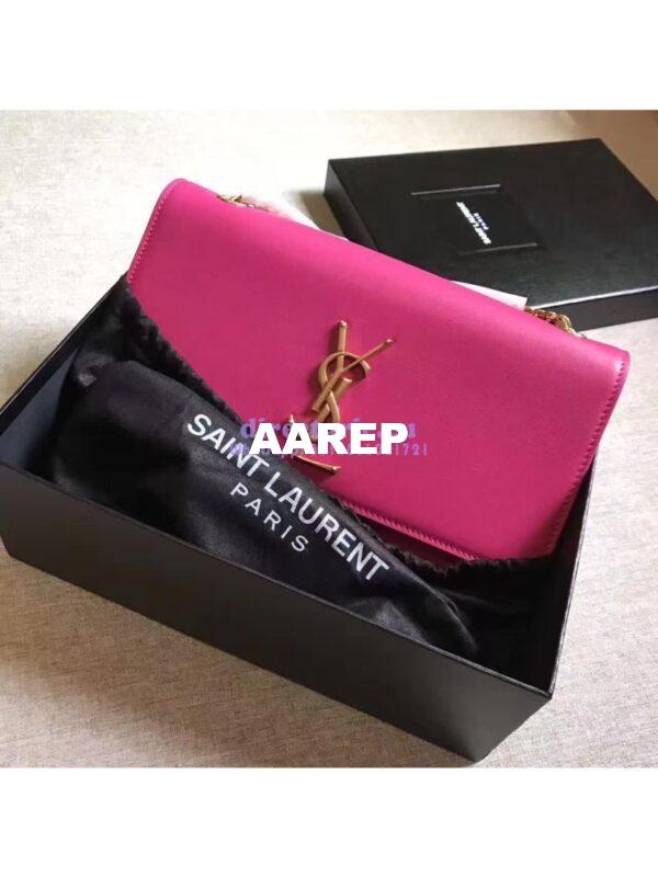 Replica YSL Classic Medium Monogram Saint Laurent Satchel In Rosy Smooth Calfskin Leather 12