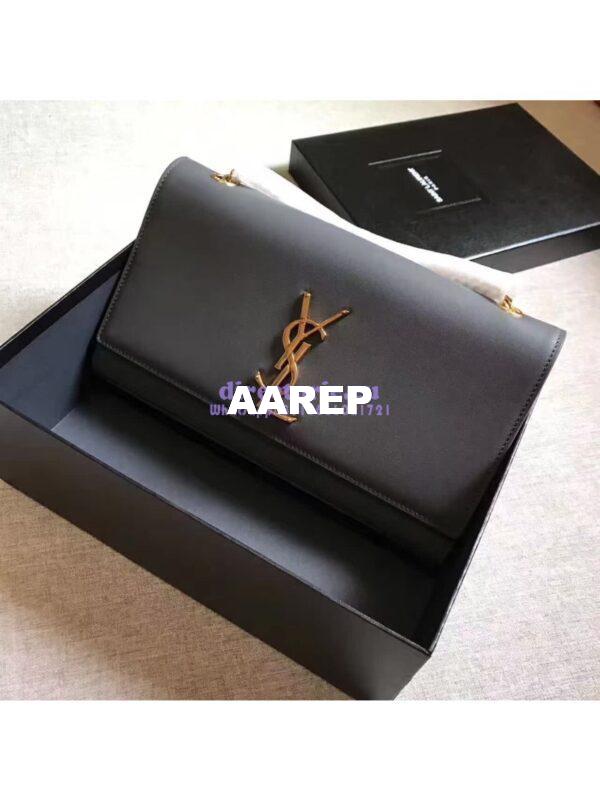 Replica YSL Classic Medium Monogram Saint Laurent Satchel In Grey Smooth Calfskin Leather 4