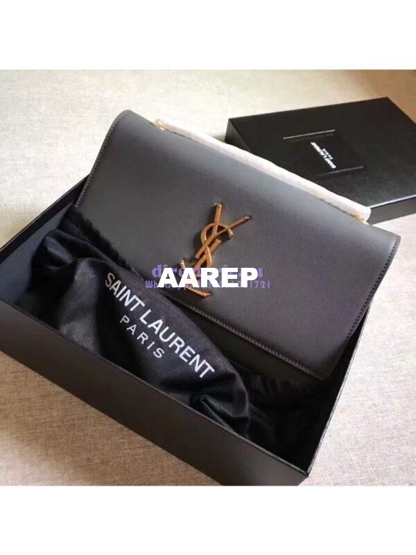 Replica YSL Classic Medium Monogram Saint Laurent Satchel In Grey Smooth Calfskin Leather 6