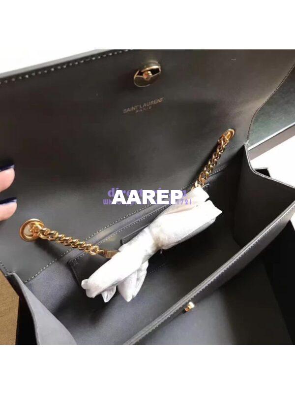 Replica YSL Classic Medium Monogram Saint Laurent Satchel In Grey Smooth Calfskin Leather 7