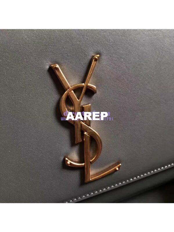 Replica YSL Classic Medium Monogram Saint Laurent Satchel In Grey Smooth Calfskin Leather 9