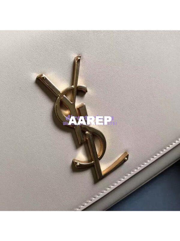 Replica YSL Classic Medium Monogram Saint Laurent Satchel In Beige Smooth Calfskin Leather 3