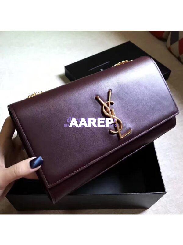 Replica YSL Classic Medium Monogram Saint Laurent Satchel In Wine Smooth Calfskin Leather 4