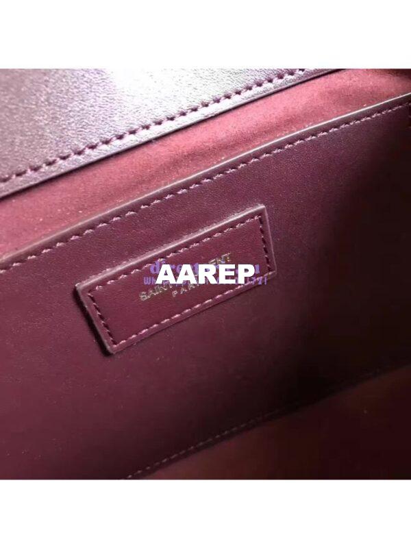 Replica YSL Classic Medium Monogram Saint Laurent Satchel In Wine Smooth Calfskin Leather 7