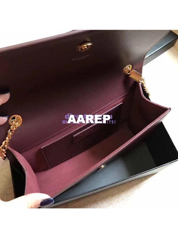 Replica YSL Classic Medium Monogram Saint Laurent Satchel In Wine Smooth Calfskin Leather 8