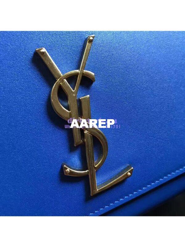 Replica YSL Classic Medium Monogram Saint Laurent Satchel In Blue Smooth Calfskin Leather 6