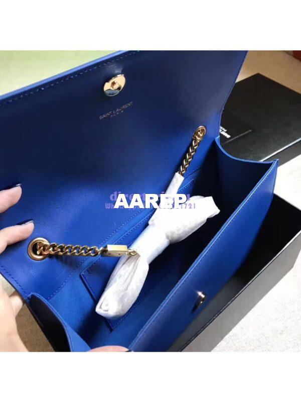 Replica YSL Classic Medium Monogram Saint Laurent Satchel In Blue Smooth Calfskin Leather 7