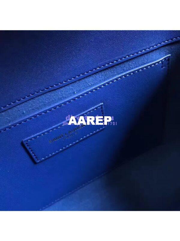Replica YSL Classic Medium Monogram Saint Laurent Satchel In Blue Smooth Calfskin Leather 9