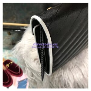 Replica YSL Monogram Saint Laurent Chain Wallet In Black And Dove White Grain De Poudre Textured Matelassé Leather 360452 2