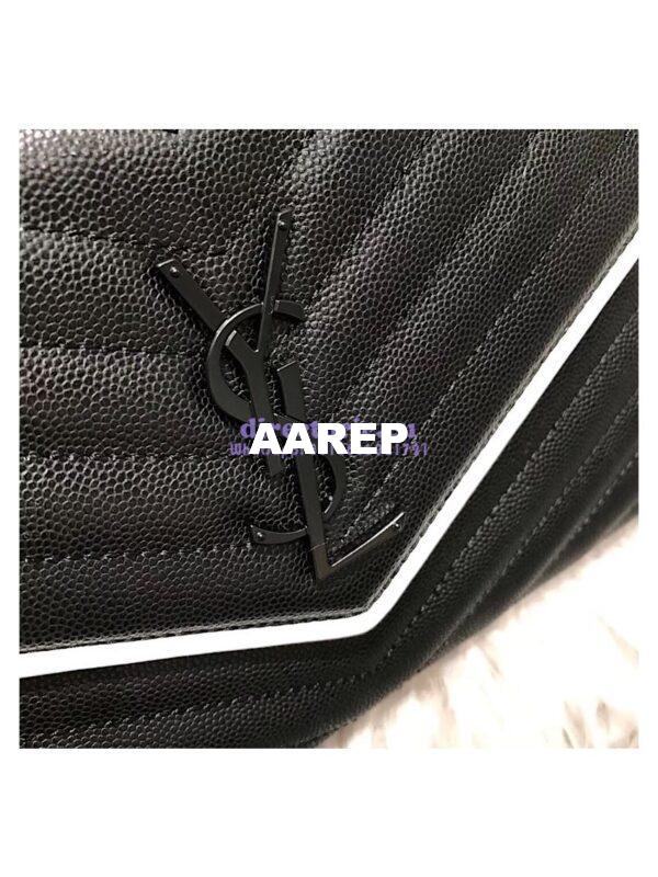 Replica YSL Monogram Saint Laurent Chain Wallet In Black And Dove White Grain De Poudre Textured Matelassé Leather 360452 10