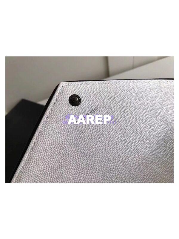 Replica YSL Monogram Saint Laurent Chain Wallet In White And Black Grain De Poudre Textured Matelassé Leather 360452 7