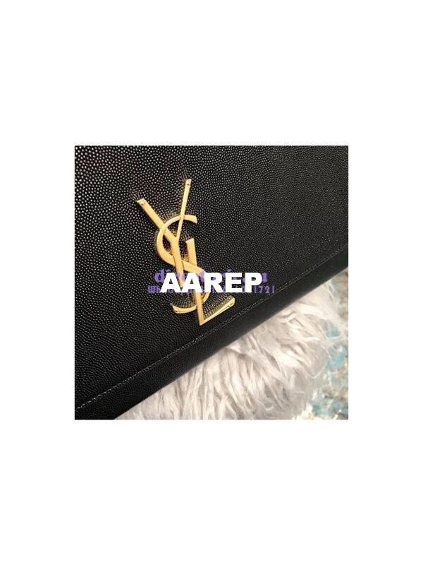 Replica YSL Saint Laurent Large Kate Chain Bag In Black Grain De Poudre Textured Leather Gold Hardware 5