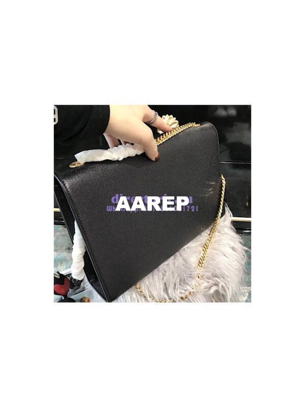 Replica YSL Saint Laurent Large Kate Chain Bag In Black Grain De Poudre Textured Leather Gold Hardware 6