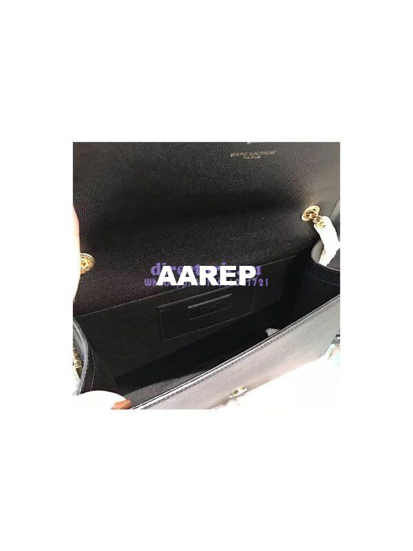 Replica YSL Saint Laurent Large Kate Chain Bag In Black Grain De Poudre Textured Leather Gold Hardware 8