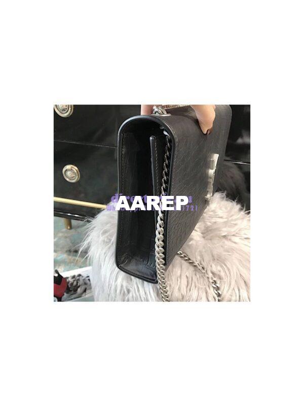 Replica YSL Saint Laurent Large Kate Chain Bag In Black Crocodile Embossed Leather 4