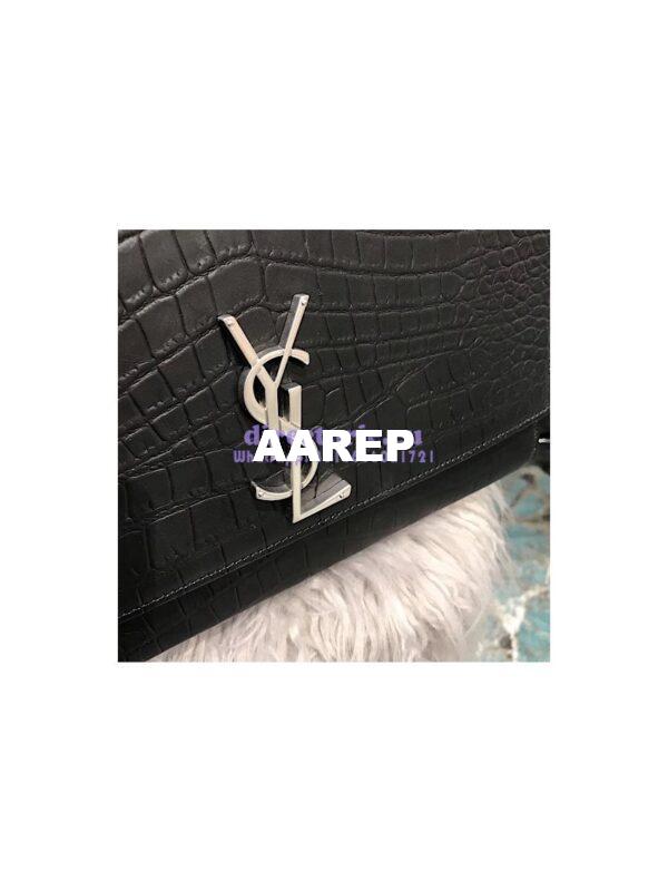 Replica YSL Saint Laurent Large Kate Chain Bag In Black Crocodile Embossed Leather 7