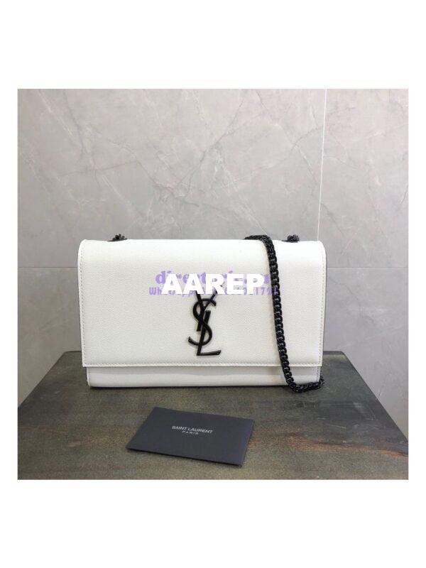 Replica YSL Saint Laurent Classic Monogram Satchel in Grain De Poudre Textured Leather White 3