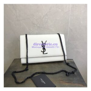 Replica YSL Saint Laurent Classic Monogram Satchel in Grain De Poudre Textured Leather White 2