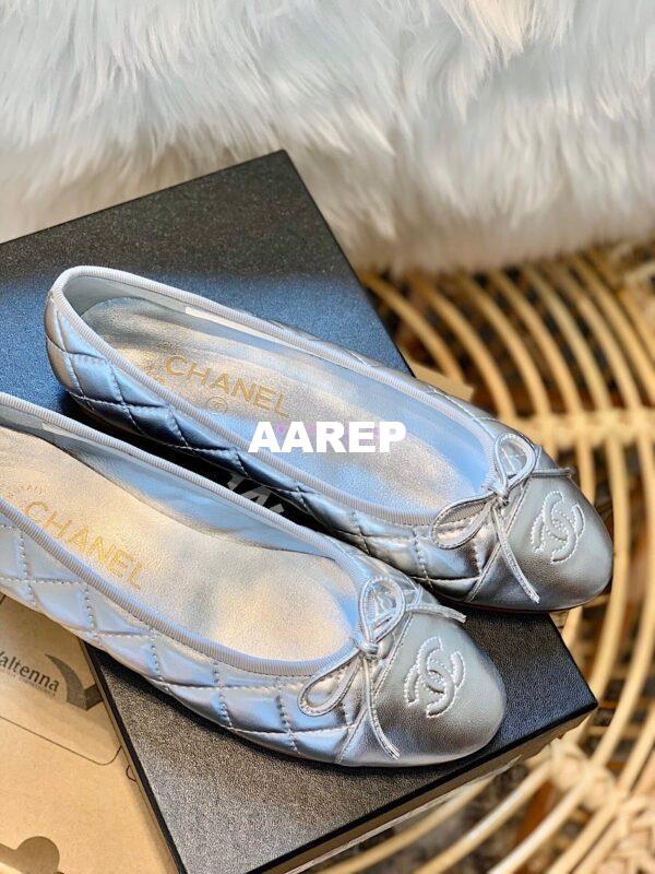 Replica Chanel Quilted Lambskin Ballerinas G02819 Metallic Silver 3