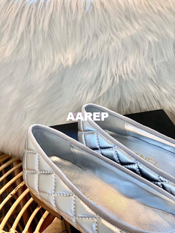 Replica Chanel Quilted Lambskin Ballerinas G02819 Metallic Silver 5