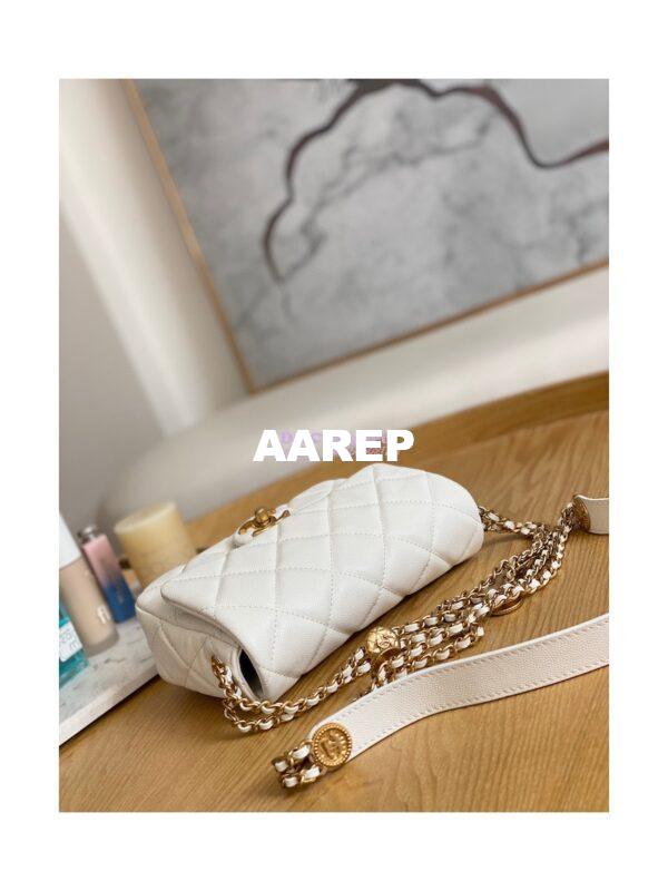 Replica Chanel Small Flap Bag in Grained Shiny Calfskin AS3368 AS3369 White 4