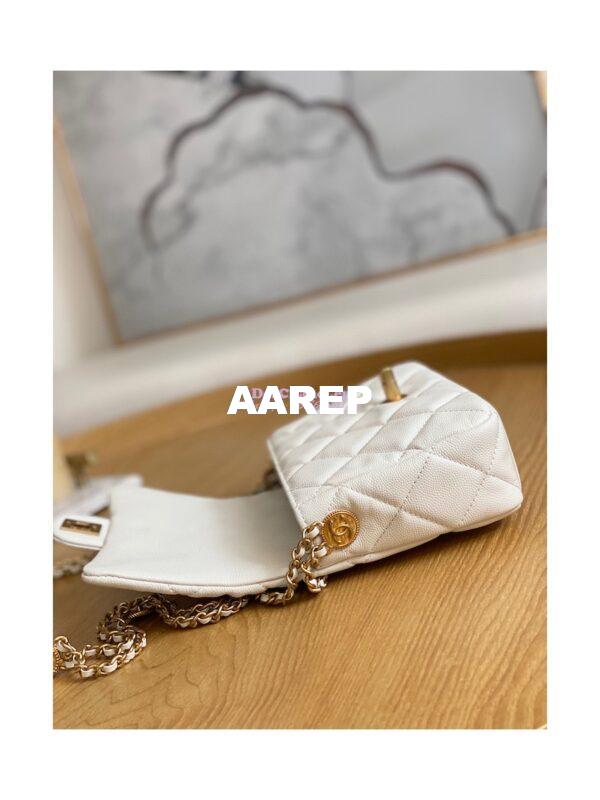 Replica Chanel Small Flap Bag in Grained Shiny Calfskin AS3368 AS3369 White 10