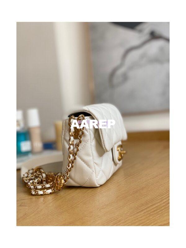Replica Chanel Small Flap Bag in Grained Shiny Calfskin AS3368 AS3369 White 13