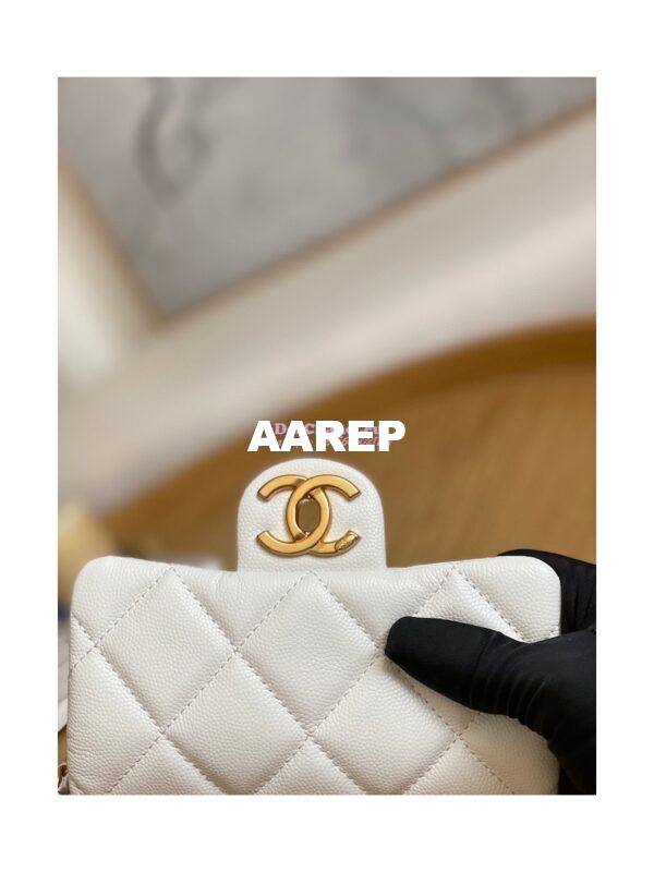 Replica Chanel Small Flap Bag in Grained Shiny Calfskin AS3368 AS3369 White 15