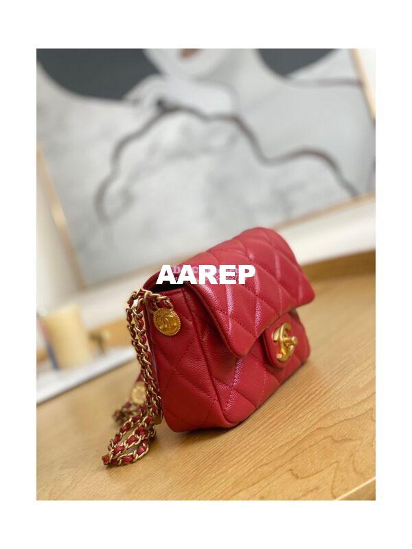 Replica Chanel Small Flap Bag in Grained Shiny Calfskin AS3368 AS3369 Burgundy 3