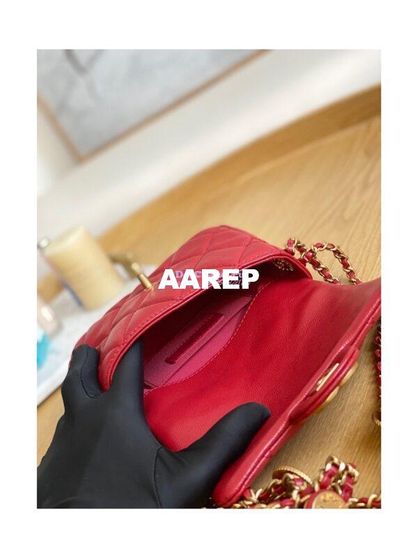 Replica Chanel Small Flap Bag in Grained Shiny Calfskin AS3368 AS3369 Burgundy 7