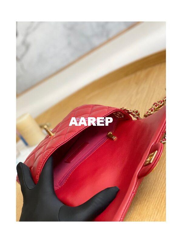 Replica Chanel Small Flap Bag in Grained Shiny Calfskin AS3368 AS3369 Burgundy 18