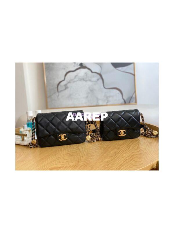 Replica Chanel Small Flap Bag in Grained Shiny Calfskin AS3368 AS3369 Black 3
