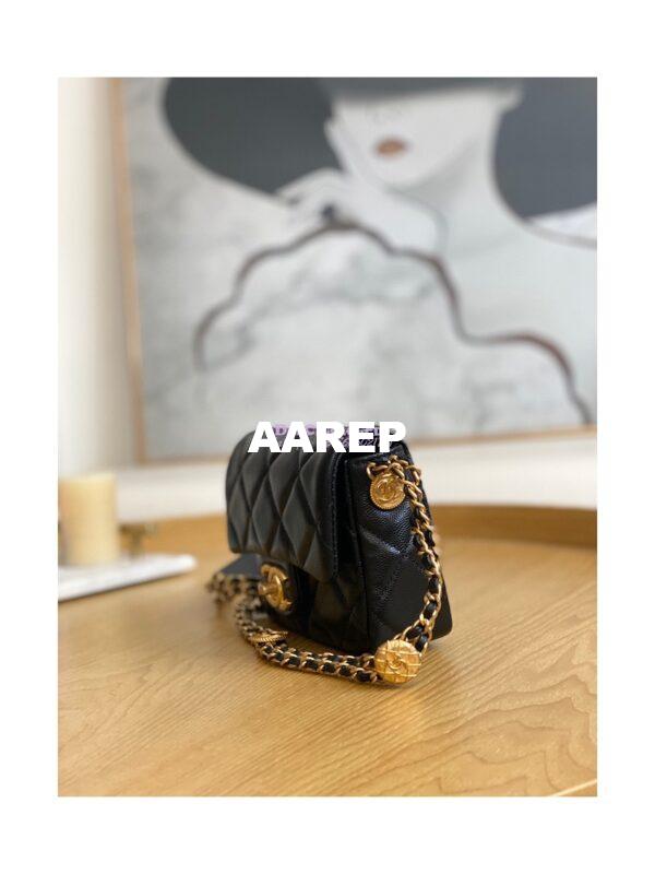 Replica Chanel Small Flap Bag in Grained Shiny Calfskin AS3368 AS3369 Black 5
