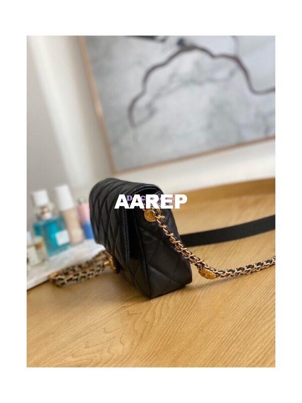 Replica Chanel Small Flap Bag in Grained Shiny Calfskin AS3368 AS3369 Black 14