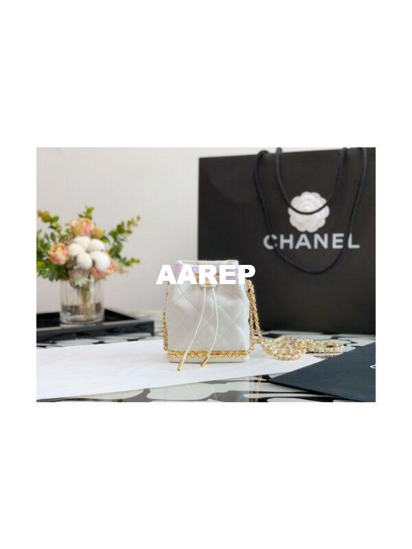 Replica Chanel Small Bucket With Chain AP2750 White 3