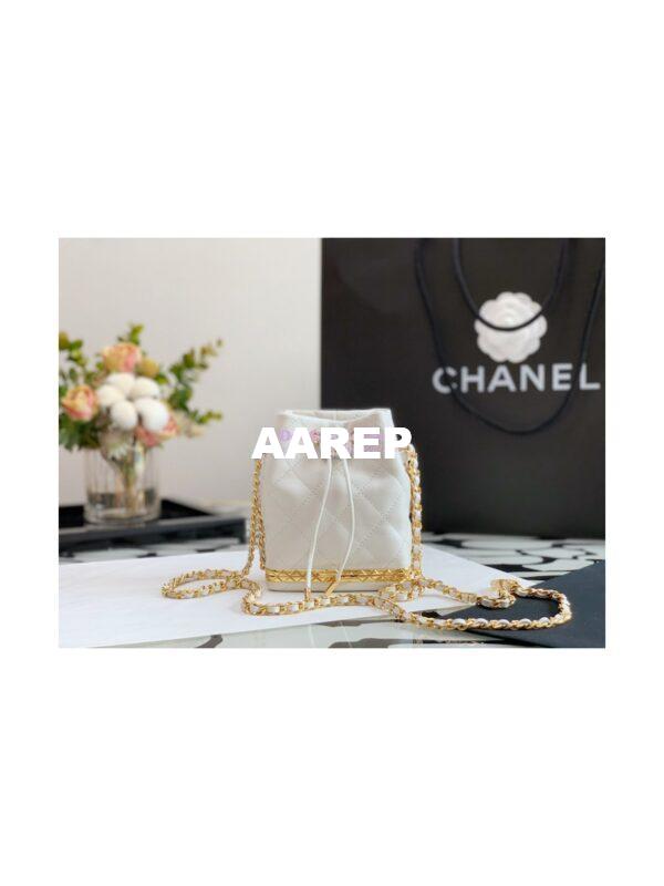 Replica Chanel Small Bucket With Chain AP2750 White 4