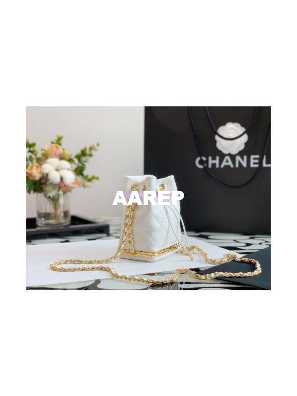 Replica Chanel Small Bucket With Chain AP2750 White 5